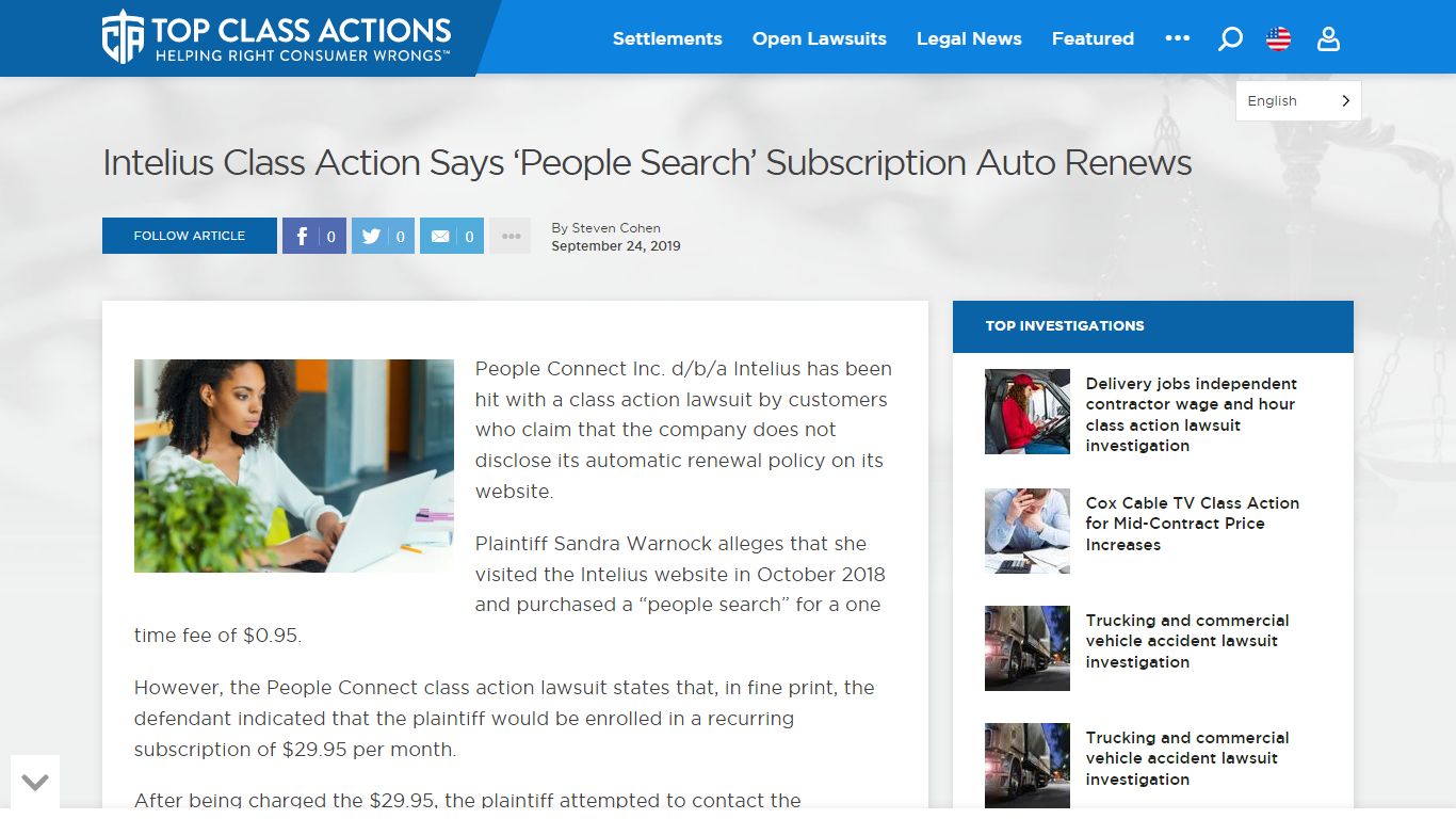 Intelius Class Action Says 'People Search' Subscription Auto Renews